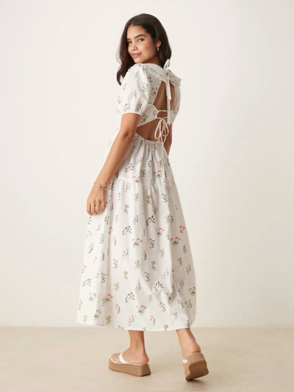 NWT Neon Rose collared prairie midi dress in white